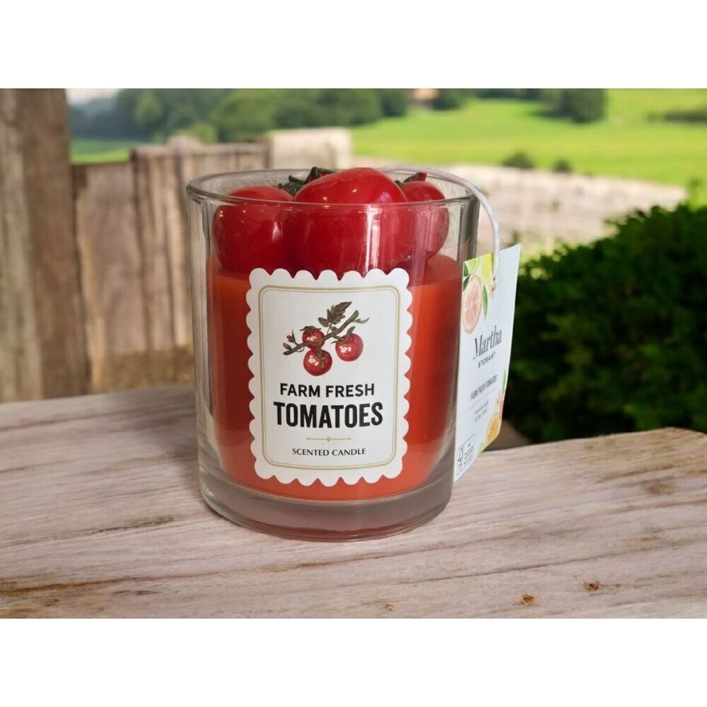 New Marthra Stewart Red Green Fresh Farm Tomato Cooking Kitchen Candle Decor